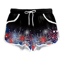 Deerose Patriotic Firework Swim Trunk For Women Red White Blue Summer Board