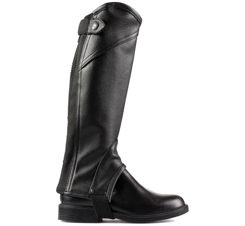 HORZE Unisex Soft Leather Zip-Up Equestrian Kids Half Chaps Large-Tall