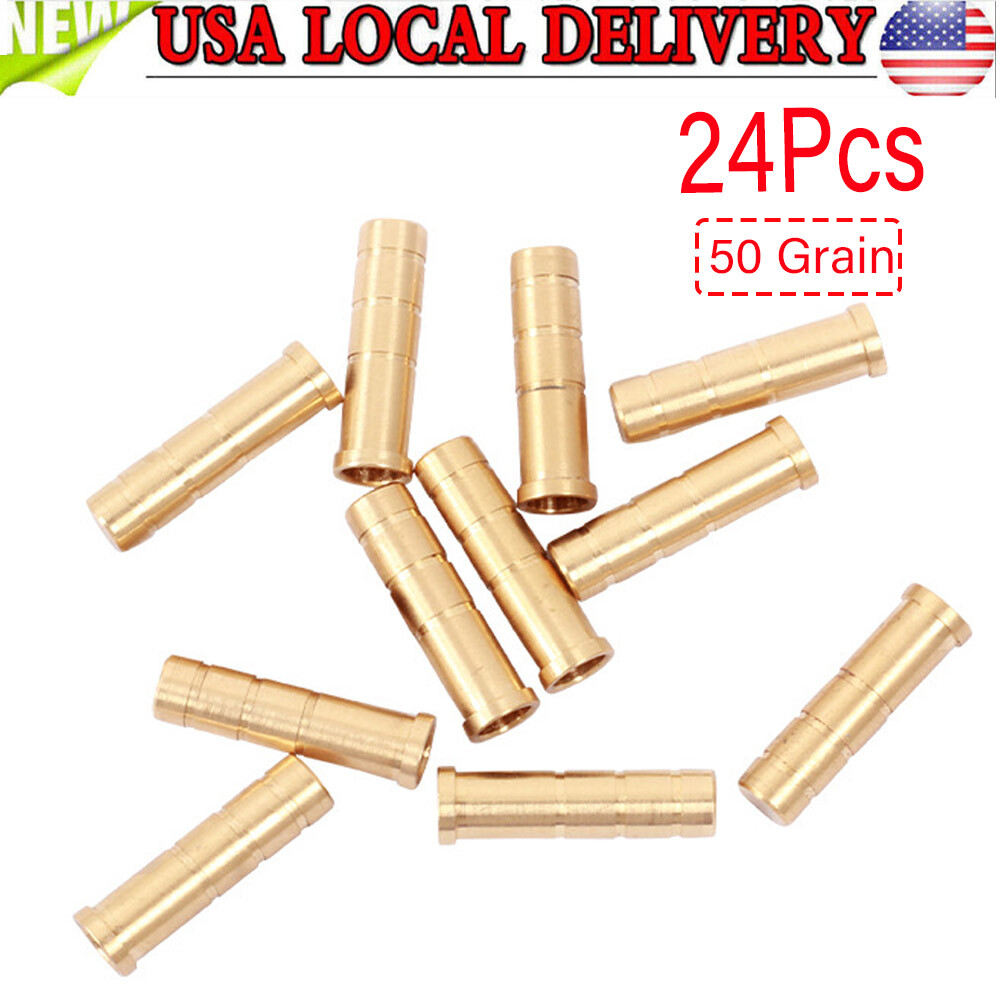 24Pcs Heavy Weight Arrow Brass Inserts Base Archery ID6.2mm Arrow Shaft 50 Grain