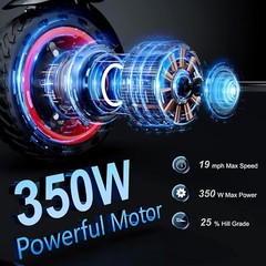 350W Adult Foldable Electric Scooter 15mph Max Speed Motor 8.5″ Tires 20M Range