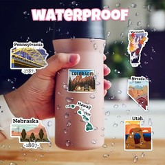 50 Pcs US State Stickers USA Map Stickers Outdoor Travel Hiking Stickers
