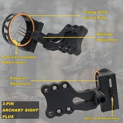 3-Pin 0.019 Fiber Optics Bow Sight with Rheostat Light for Compound Recurve Bow