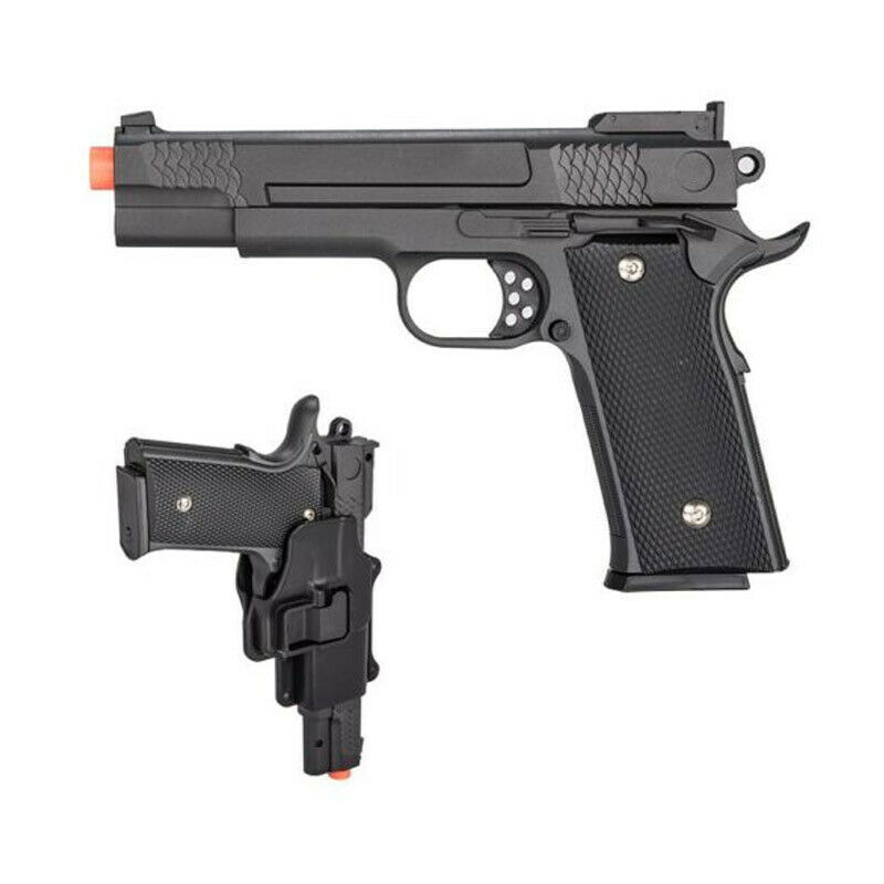 NEW FULL METAL M1911 SPRING AIRSOFT PISTOL 6mm BB HAND GUN w/ HIP HOLSTER