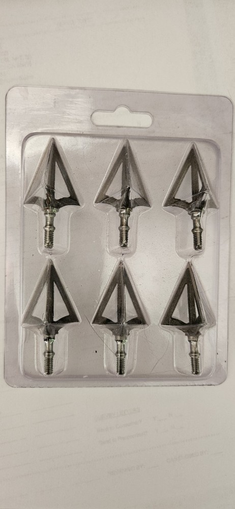6 Pcs Hunting Broadheads 100 Grain 3 Fixed Blade Arrow Heads