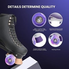 Adjustable Roller Skates for Women & Men – Comfortable Quad Skates with Half-…