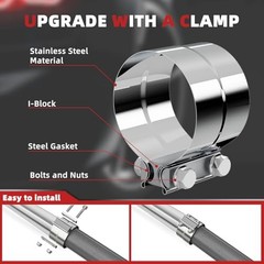 5 Inch Straight Exhaust Pipe, 5″ Stainless Steel 5 Inch with Two Clamps