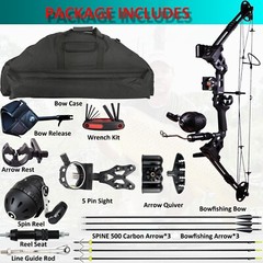 Compound Bow Fishing Combo Kit 20-70 LBS Hunting Bow with Bowfishing Arrow &Reel