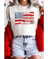 Selink Womens Summer Short Sleeve Tops Sequin Presidents Day Printed T Shirts