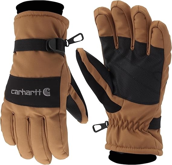 Carhartt Men’s Waterproof Insulated Knit Cuff Glove, Brown Large, Brown/Black