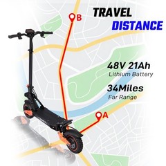 11» 1600W Foldable Electric Scooter for Adults & Teens, 40MPH Commute E-Scooter