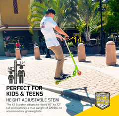 SWAGTRON K1 Kick Scooter Children & Teens Foldable Blue w/ Yellow Free US Ship
