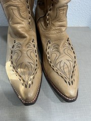 Vintage Rare Dan Post Western Leather Fancy Boots 8 1/2 EW Free Shipping
