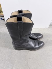 Justin Black Leather Western Equestrian Boots Size 7 1/2