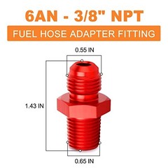 PCS 6AN Male Flare to 3/8″ NPT Male Pipe Fitting Straight 6AN-3/8″NPT 5