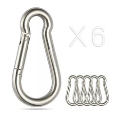 264 Lbs Spring Snap Hook Carabiner Clips Stainless Steel 304 , Set Of 6