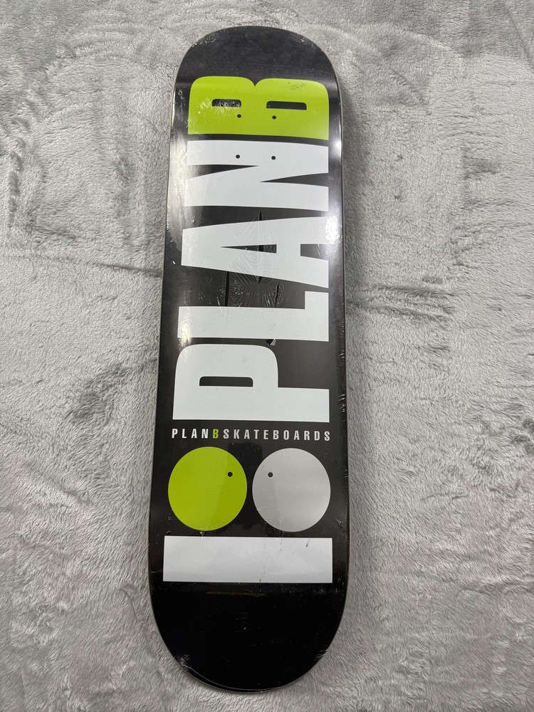 New Plan B Logo Skateboard Deck Black White Green Street Skate Art Graphic 8.25