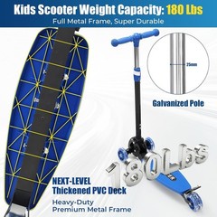3 Wheel Scooter for Kids Ages 3-12, LED Light-Up Kids Kick Scooter–Portable Fold