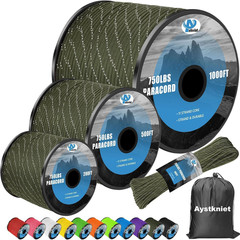 750Ib Reflective Paracord Rope,100′ 200′ 500′ 1000′, 4Mm 11 Strand Parachute Spo