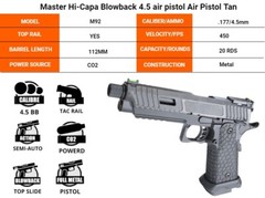 KL CO2 Blowback .177 Air Gun Pistol – Baba Yaga Metal 330 FPS 20 Round 4.5mm BBs