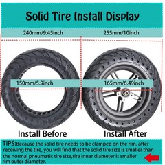 1 Pcs Solid Tires 10×2.125 Inches Electric Scooter Wheels Replacement Tire Fr…