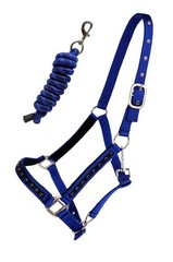 Nylon Horse Halter Hardware Padded Lead Rope Tack Blue Rodeo Bling 606162RBCH