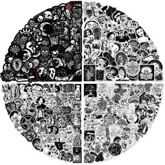 200 Pcs Black and White Gothic Stickers Waterproof Decals for Water Bottles