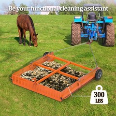 2 in 1 Horse Paddock Cleaner & Trailer, Tow-Behind Trailer Horse Manure Scoop…