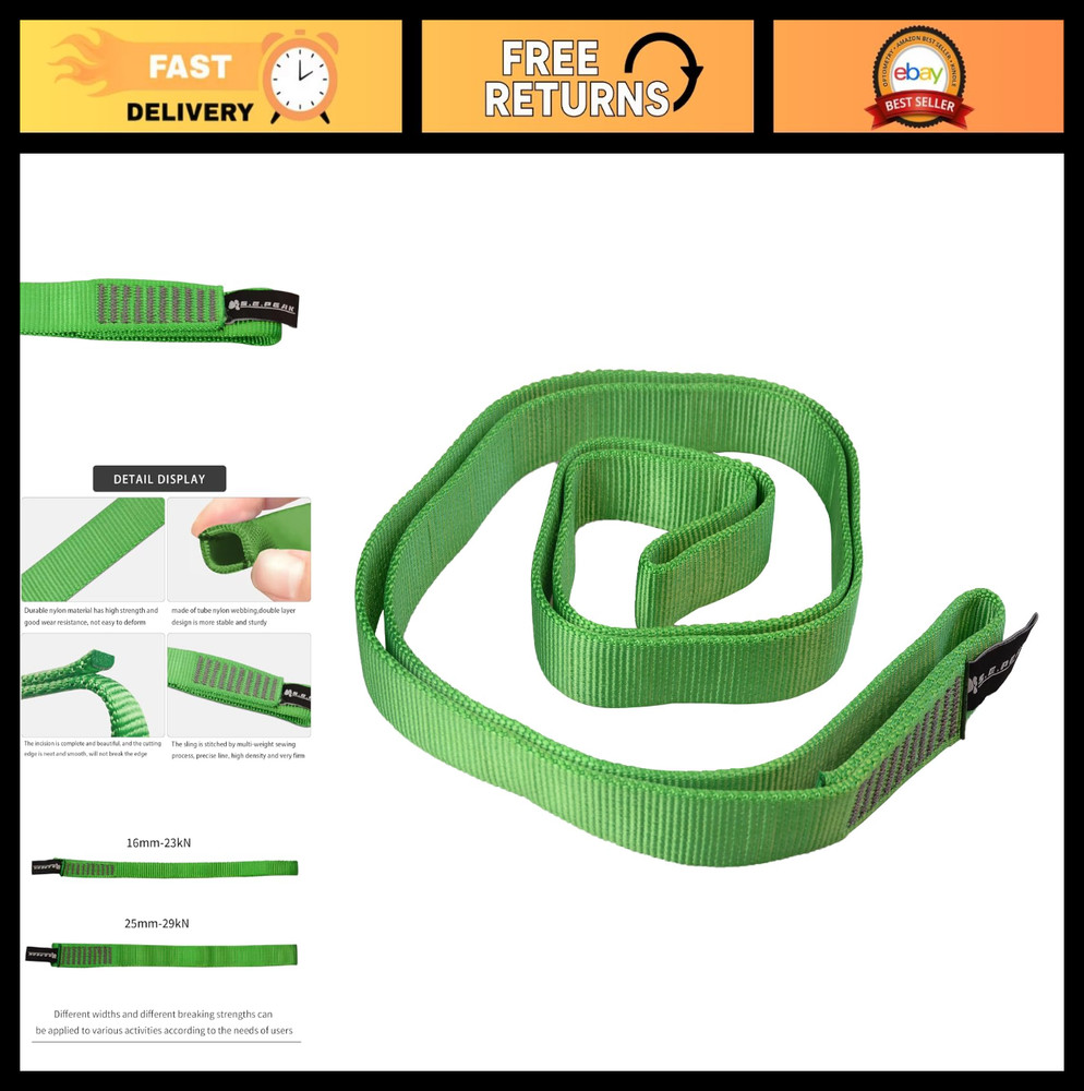 25mm Nylon Tubular Webbing 1-Inch, 29KN/6520 lbs, Strong Sewn Strap for Climbing