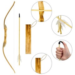 Basbon Youth Wooden Bow and Arrow Set, 40 40 inch, 1 Set (3 Feather Arrows)