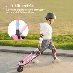 Besrey 3 Wheel Scooter for Kids with Adjustable Height,Pink Unicorn