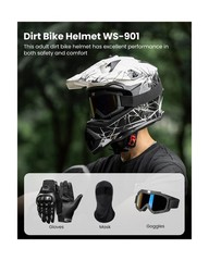 ILM Adult Dirt Bike Helmets Men Women Motocross ATV Off Road Helmet with Gogg…