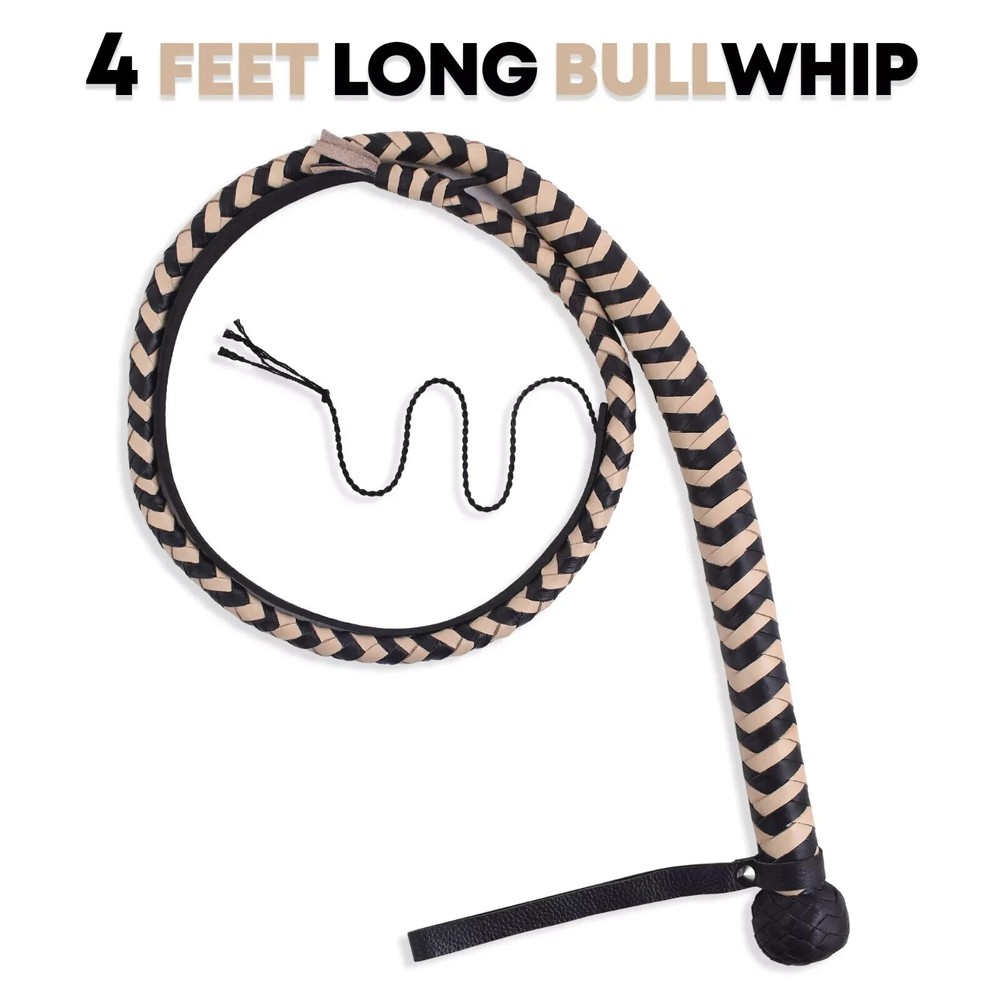 Cow Hide Leather Bullwhip 04 Feet Long 08 Plaits Indiana Jones Whip