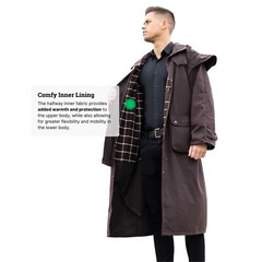 Premium Unisex Western Long Duster Oilskin Jacket Waterproof Coat Free Shipping
