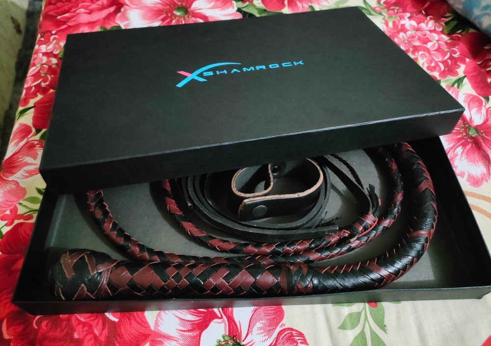 XSHAMROCK Bull Whip 04 to 10 Feet 16 Plaits Genuine Cow Hide Leather Bullwhip