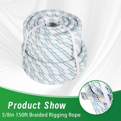 5/8 in 150 FT Braided Rigging Rope 11000 LBS Breaking Strength High Force Polyes