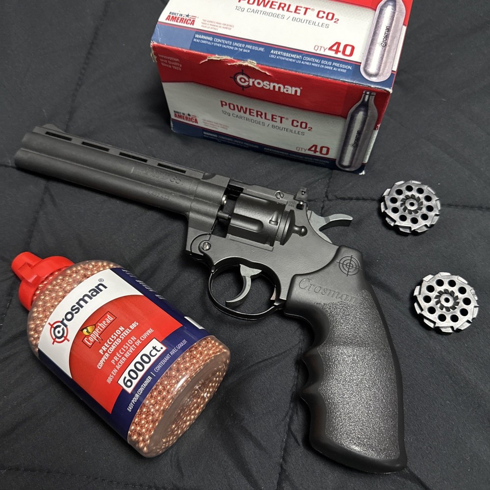 Crosman Vigilante CO2 Revolver Air Gun Kit .177 Cal Pellet/BB Air Pistol Bundle