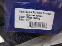 Supra Winter Horse Turnout BLANKET Full Neck WINE TASTING Size 81″ 300 gm