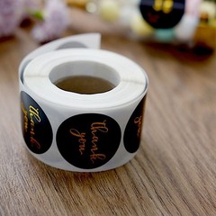 500 Black Gold 1.5″ Round Self Adhesive Thank You STICKERS DIY Crafts Labels