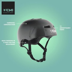 TSG – Skate/BMX Helmet – Glossy Black, S/M (54-56cm)