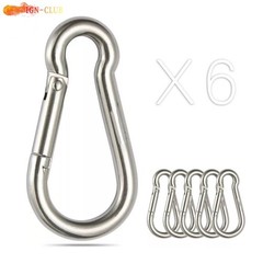Set Of 6 Spring Snap Hooking Carabiner Clips 304 Stainless Steel 264 Lbs USA