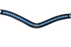 Designer Gorgeous Crystal Horse Leather snap Browband for Horse Bridle.