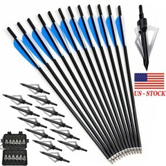 20 in Crossbow Bolts Carbon Crossbow Arrows +/OR 100 Grain Hunting Broadheads