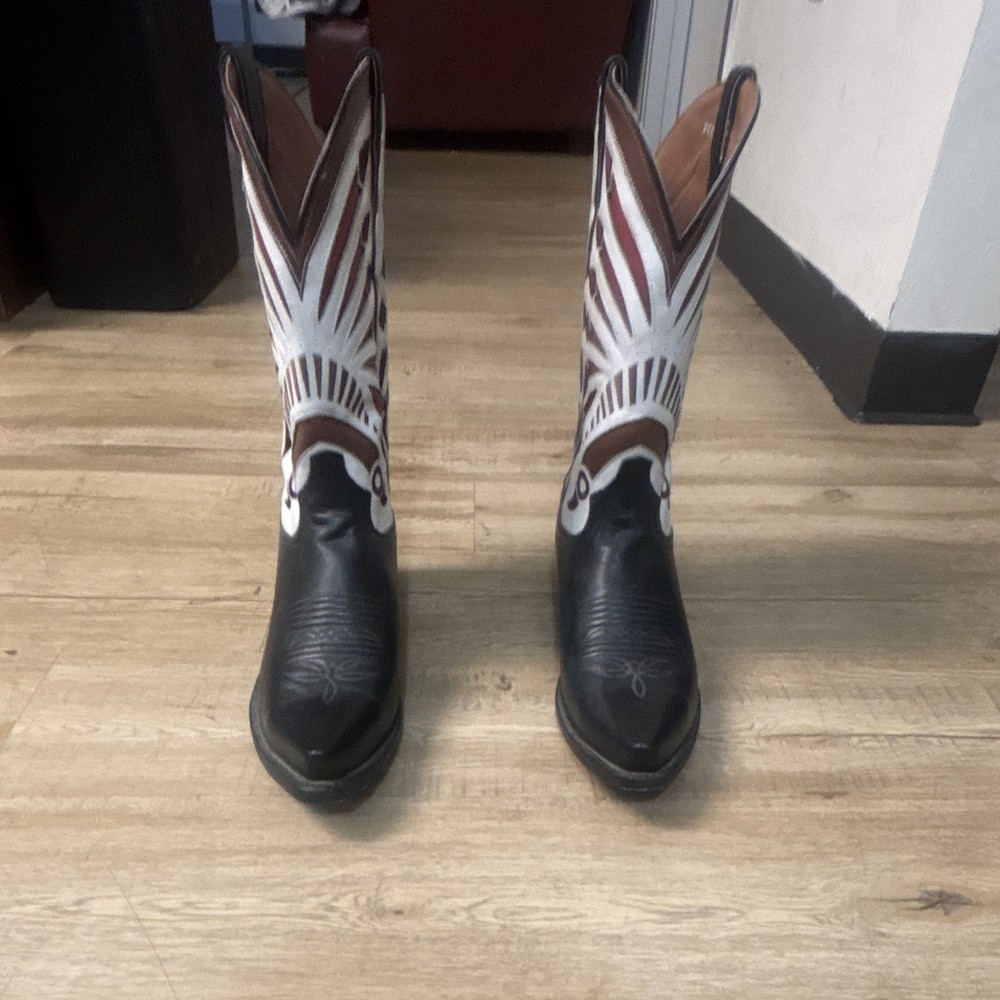 Dan Post Men’s Western Cowboy Boots Black/White Burgundy, US 11 DP2215