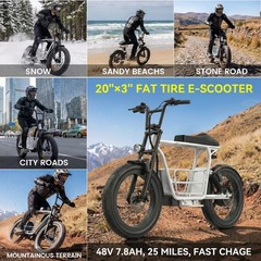 Peak 800W Electric Motorcycle 20″ Fat Tire Electric Scooter w/Seat