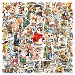30Pcs Random Cute Anthropomorphic Animal Zoo Party Cartoon Waterproof Stickers