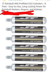 JT 90gram CO2 Cylinders- Prefilled – Pack of 2 Times 3. Total Of 6 Cylinders