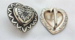 Pair Jeremiah Watt Heart White Bronze Conchos 1 3/4″ Bridle Loop Back Horse Tack