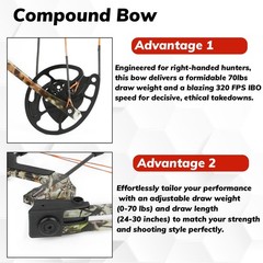 Compound Bow Arrow Kit 0-70lbs Adjustable Shooting Hunting Target Practice Sport