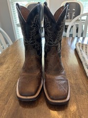 Dan Post Men’s Western Cowboy Boots Brown/Black Leather Square Toe 10D