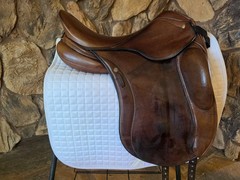 18″ Schleese Link I Havana Brown Monoflap Dressage Saddle X- Wide Tree